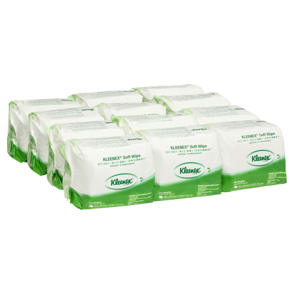 KLEENEX® Large Soft Wipes (94127), 12 Packs / Case, 60 Wipes / Pack (720 Wipes) - S053584247