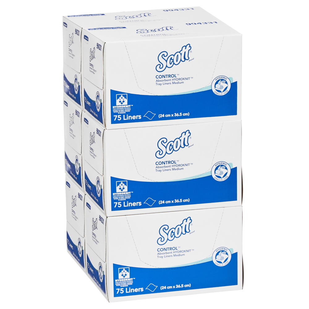 SCOTT® Control Absorbent Hydroknit® Medium Tray Liners (994331), White Tray Covers, 6 Packs / Case, 75 Liners / Pack (450 Liners) - S057552013