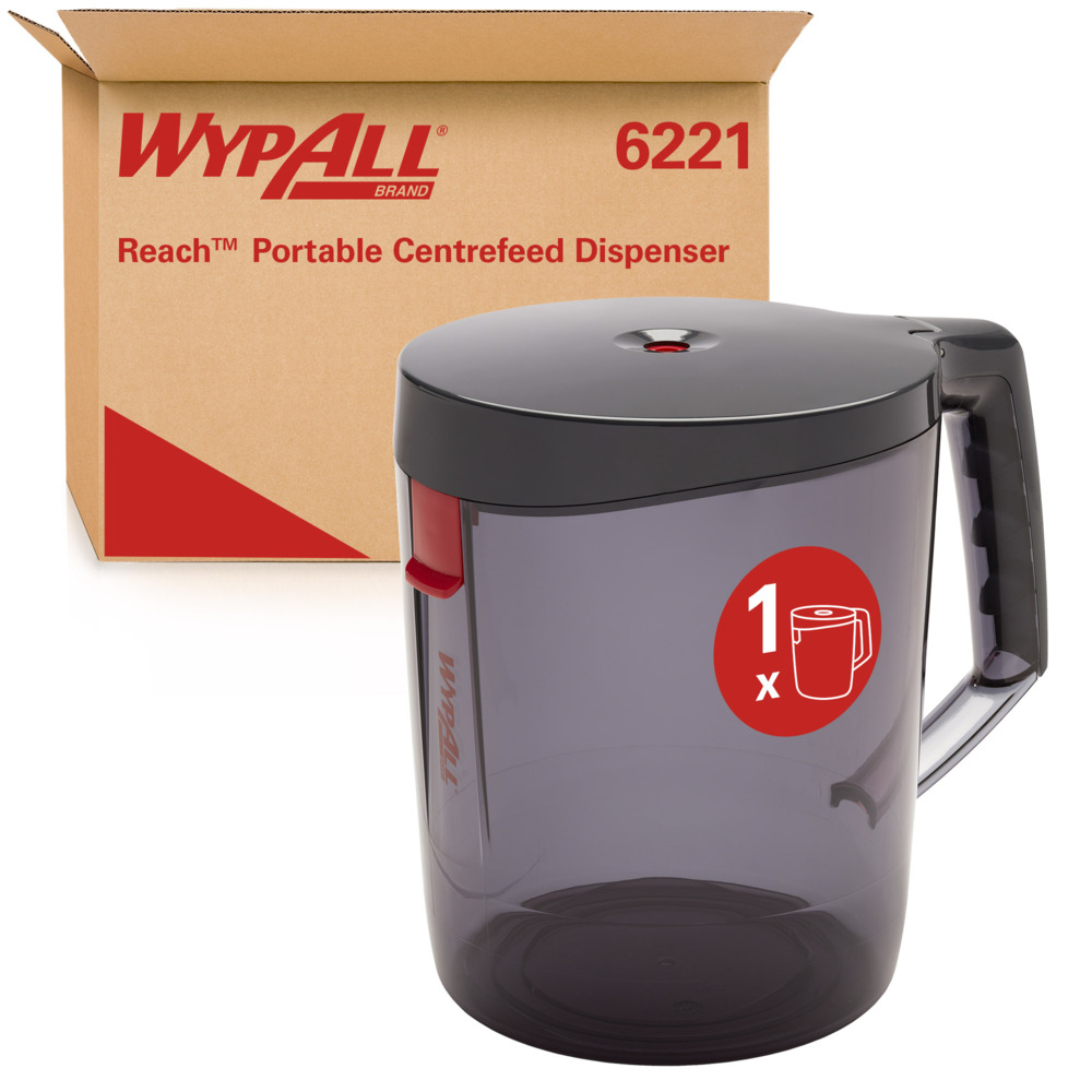WYPALL® Reach™ Centrefeed Dispenser (6221), Black Portable Dispenser, 1 Dispenser / Case - S058570666