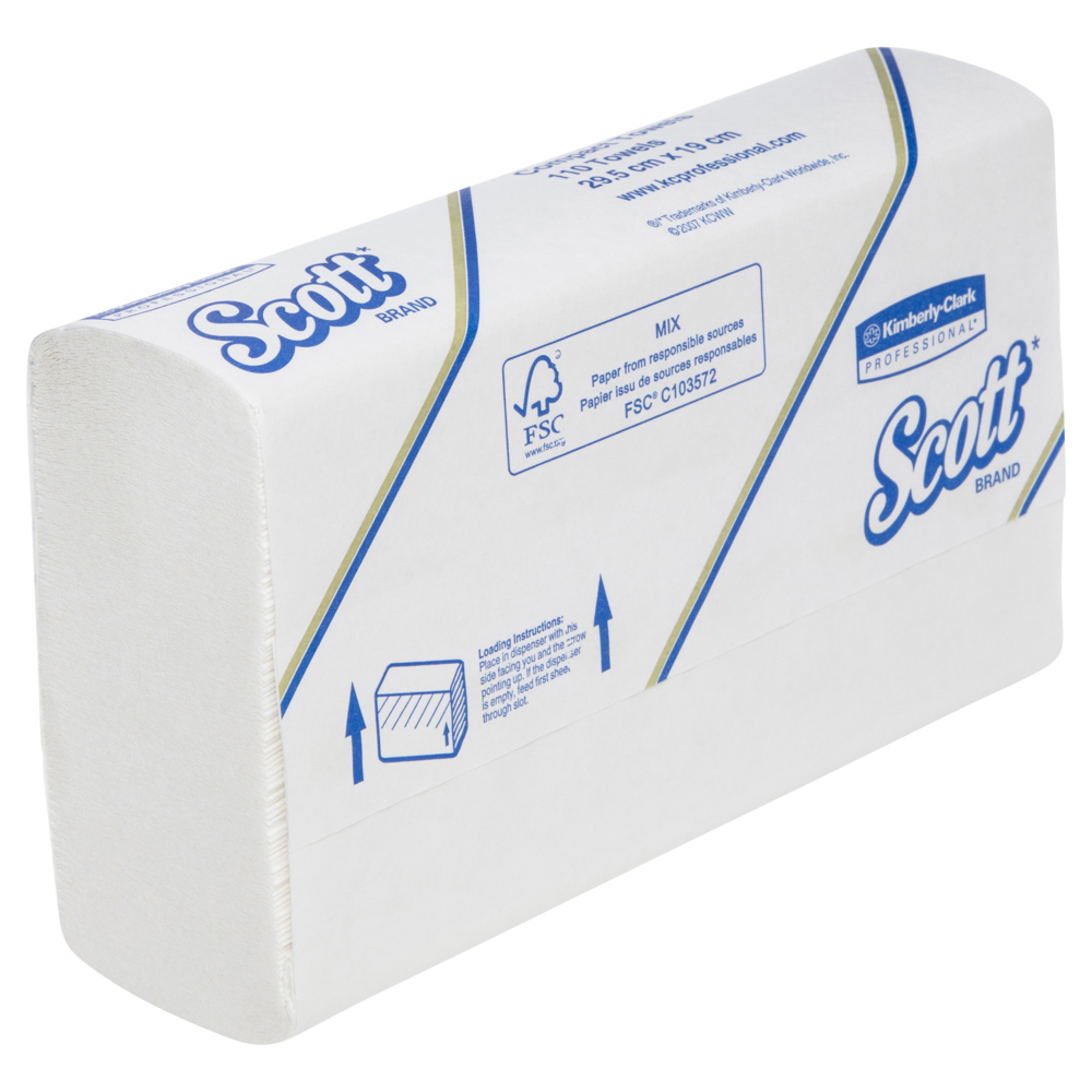 SCOTT® Compact Hand Towels (5855), Folded Paper Towels, 16 Packs / Case, 110 Hand Towels / Pack (1,760 Towels) - 991058550