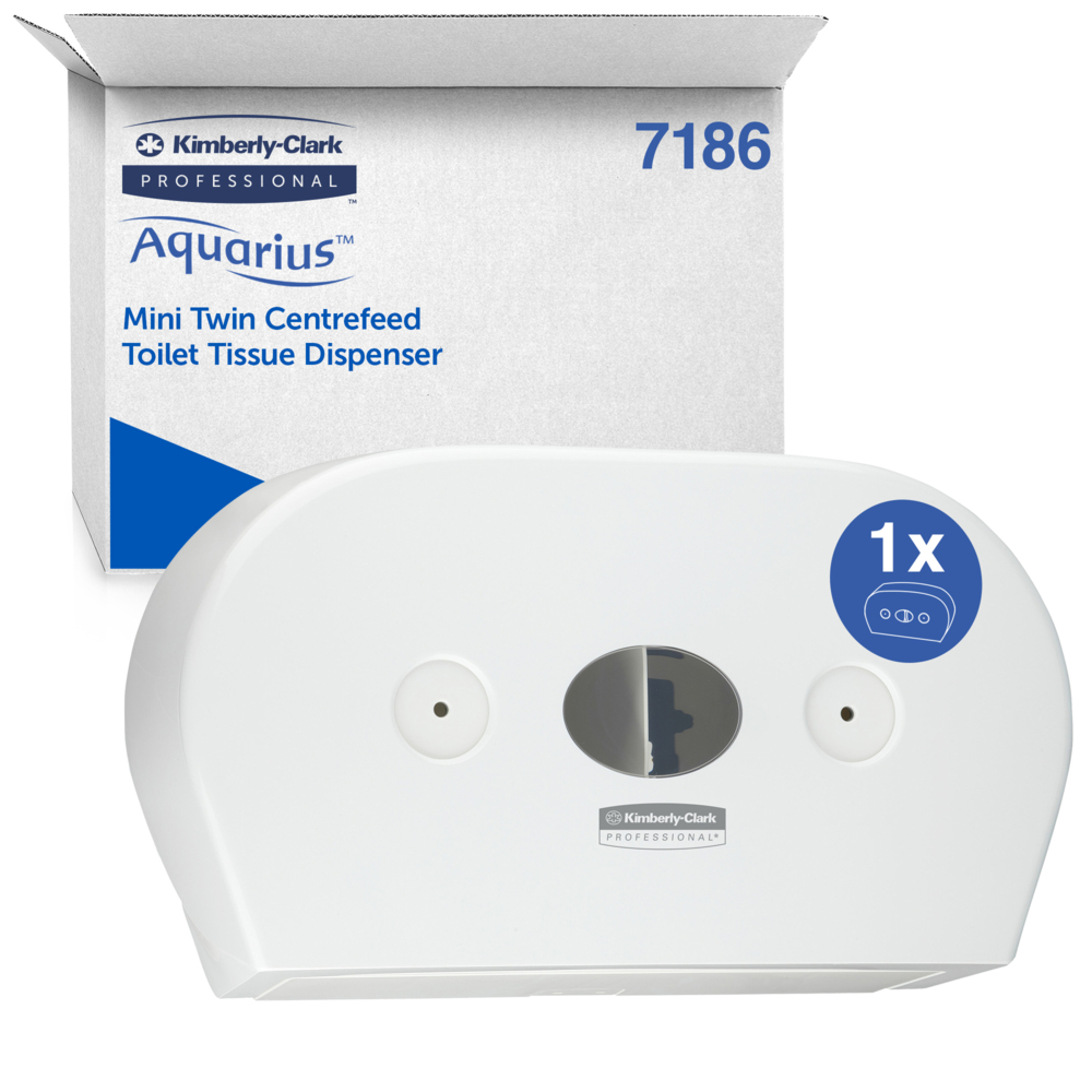 AQUARIUS® Twin Roll centrepull Toilet Paper Dispenser (7186), White, 1 Dispenser / Case - S059894314